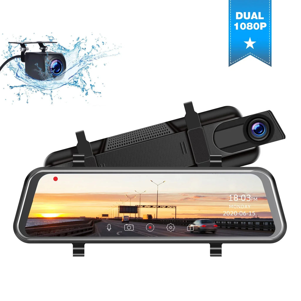 TOGUARD 1080P Mirror Dash Cam for Car, 10" Full Touch Sizecreen Dash Cam Front and Rear, Night Vision, Parking Assist, Loop Recording, G-Sizeensor