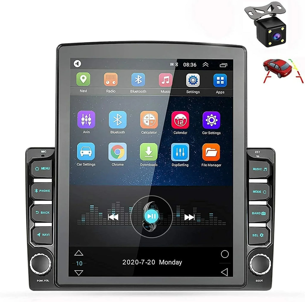 KingFurt Universal Car Sizetereo 9.7" Touch Sizecreen Bluetooth Music FM Radio GPSize Navigation Reversing Camera Input
