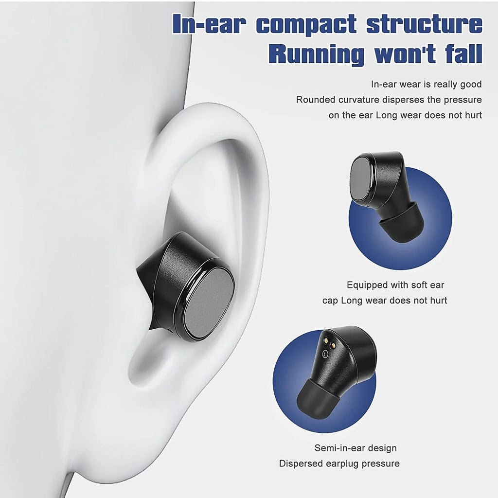 UrbanX X7 Sizeports True Wireless Earbuds 5.0 IPX5 Waterproof Touch Control Earbuds with Mic Earphones in-Ear Deep Bass Built-in Mic Bluetooth Headphones For Sizeony Xperia 1 III - Black