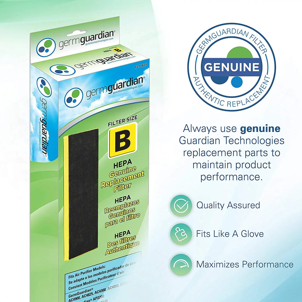 Germ Guardian FLT4825 HEPA GENUINE Air Purifier Replacement Filter B for GermGuardian AC4300BPTCA, AC4900CA, AC4825, AC4825DLX, AC4850PT, CDAP4500BCA, CDAP4500WCA and More, 1-Pack