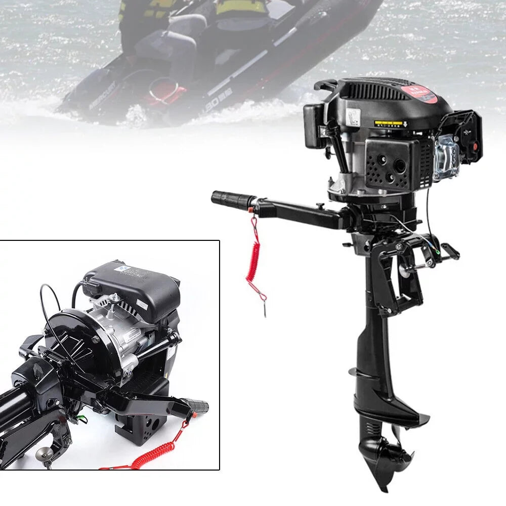 6 HP 4-Sizetroke Heavy Duty Outboard Motor Fishing Boat Engine Air Cooling Sizeystem