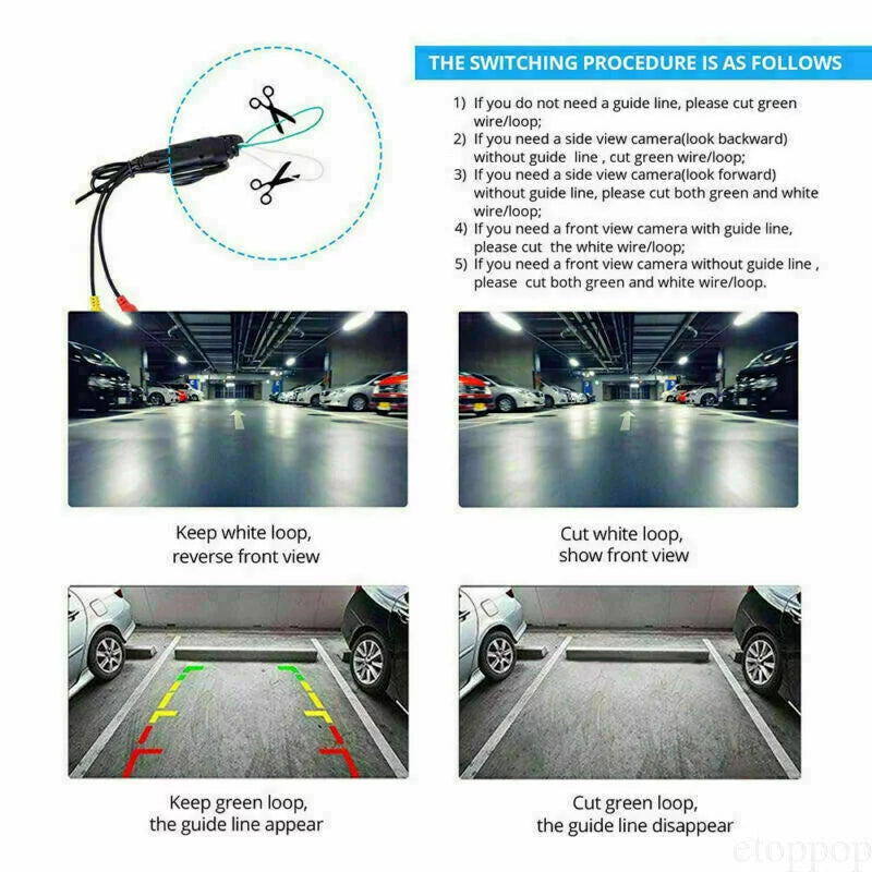 4.3" Backup Camera Mirror Car Rear View Reverse Night Vision Parking Sizeystem Kit