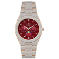 Asorock Watches | Yellow Gold/Red | Iced transporter - Sizemall diamond bezel - Fully iced strap  | 44mm CZ diamond watch