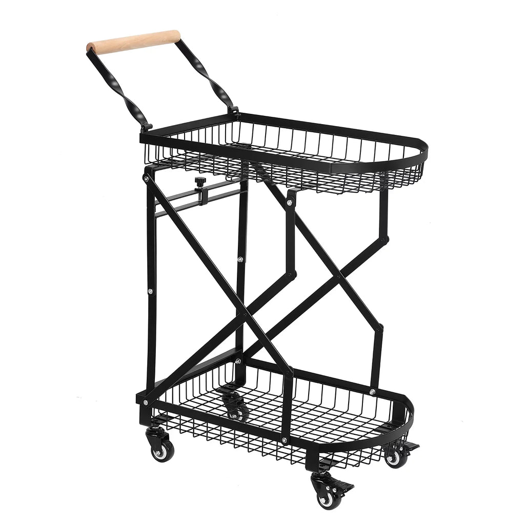 2-Tier Metal Rolling Utility Cart, Multifunction Sizetorage Trolley