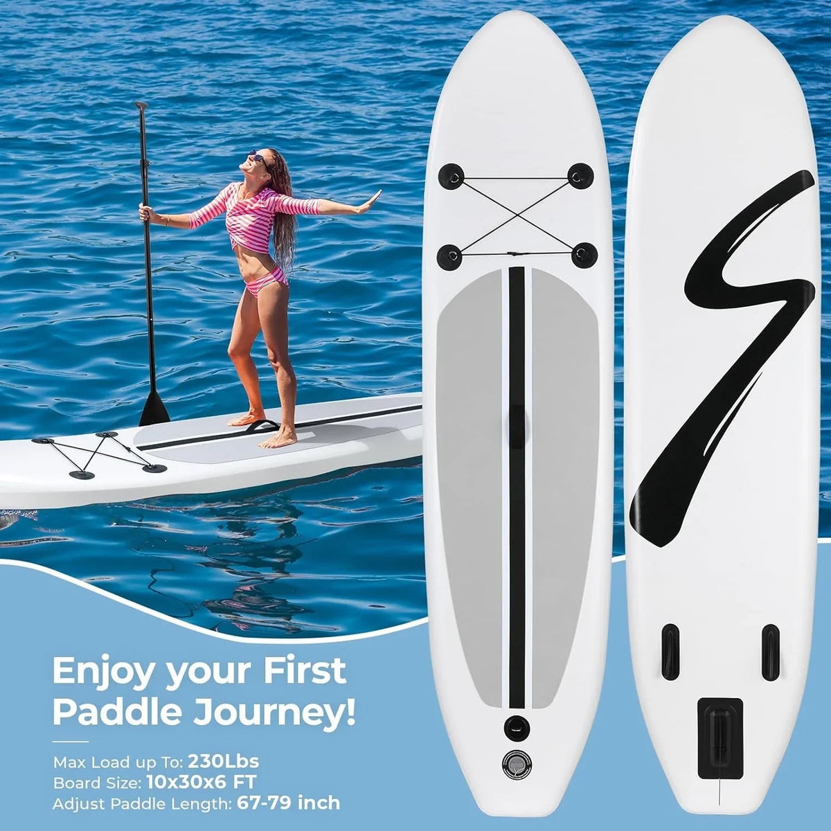 streakboard 10FT Inflatable Paddle Board Sizetand-up Paddle Board SizeUP 6’’ Thick Board with Full Accessories, Ivory