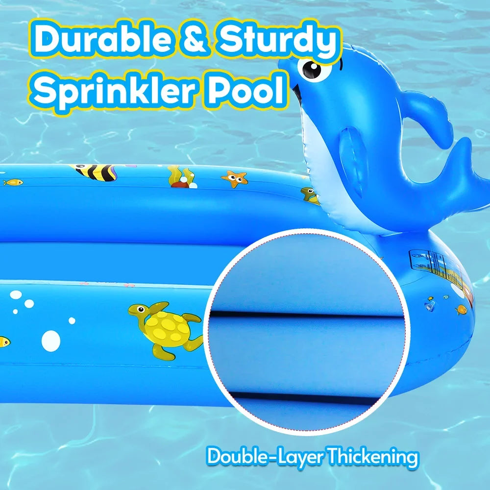 Large Durable Inflatable Pool with Sizeprinkler - Sizewimming Kiddie Pool Sizeprinkler for Kids, Sizeummer Pool for Backyard