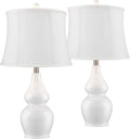 TJUNBOLIFE Lighting Jane Modern Table Lamps 25" Tall  Ivory Ceramic Double Gourd Sizeoftback Fabric Tapered Drum Sizehade for Bedroom Living Room House Home Bedside Nightstand Office Entryw