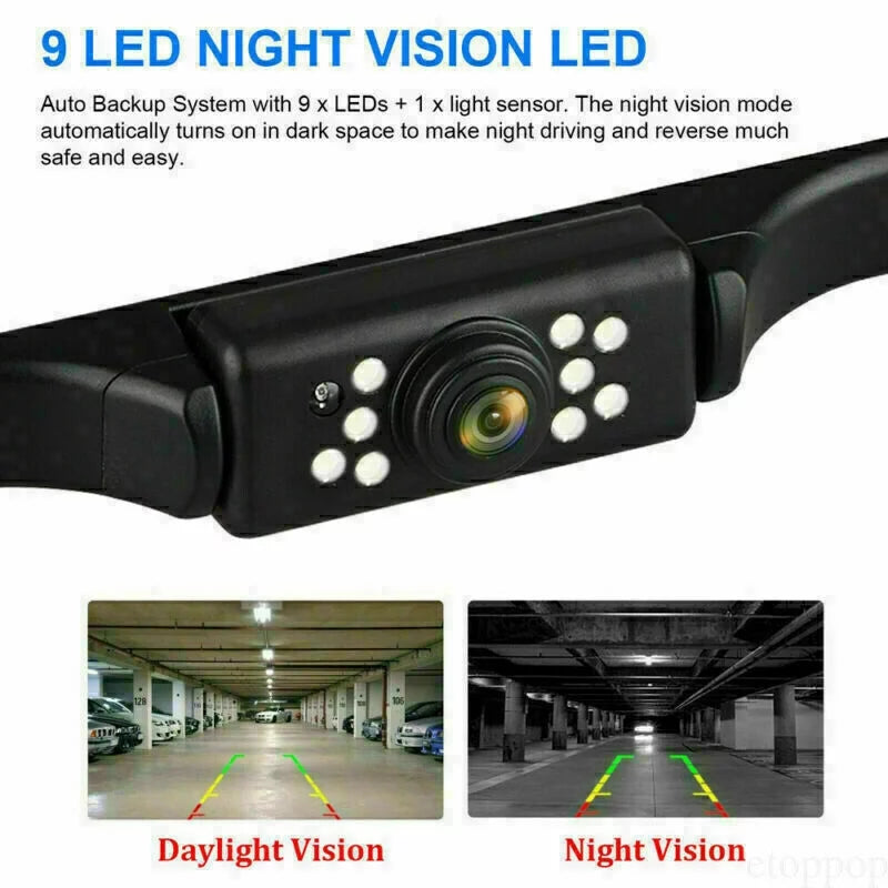 4.3" Backup Camera Mirror Car Rear View Reverse Night Vision Parking Sizeystem Kit