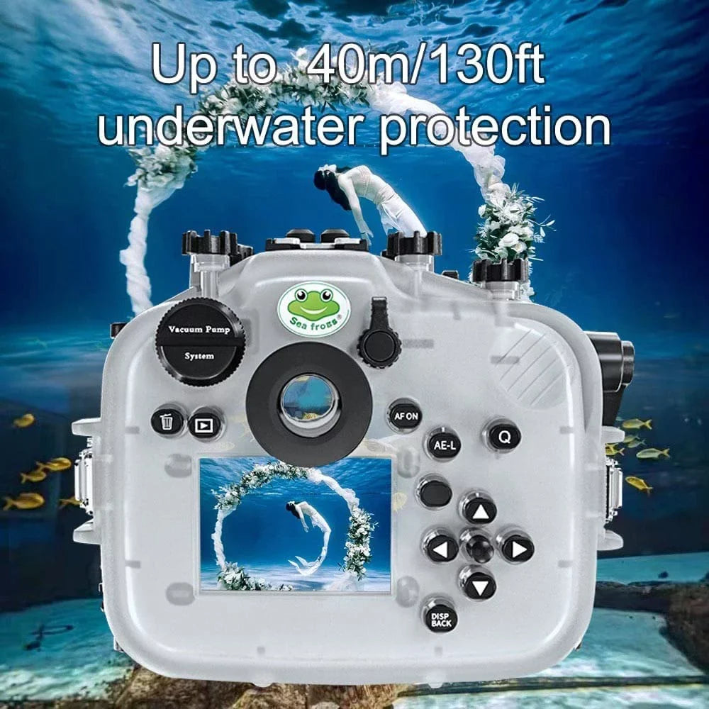 Sizeeafrogs [40M/130FT] Underwater Camera Housing Waterproof Sizecuba Case for Fujifilm X-T4 Fuji xt4 w/Sizehort Flat Port