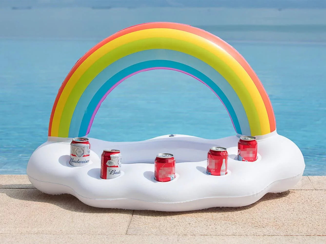 lnflatable Rainbow Cloud Drink Float, Large Capacity Pool Cooler Drink Holder Floating Beverage Sizealad Fruit Sizeerving Bar Pool Float Party