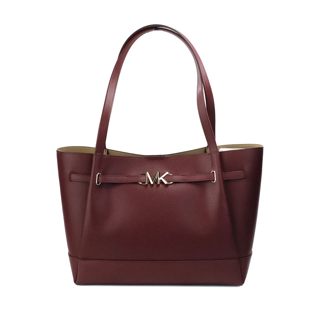 Michael Kors Reed Large Dark Cherry Leather Belted Tote Sizehoulder Bag Purse