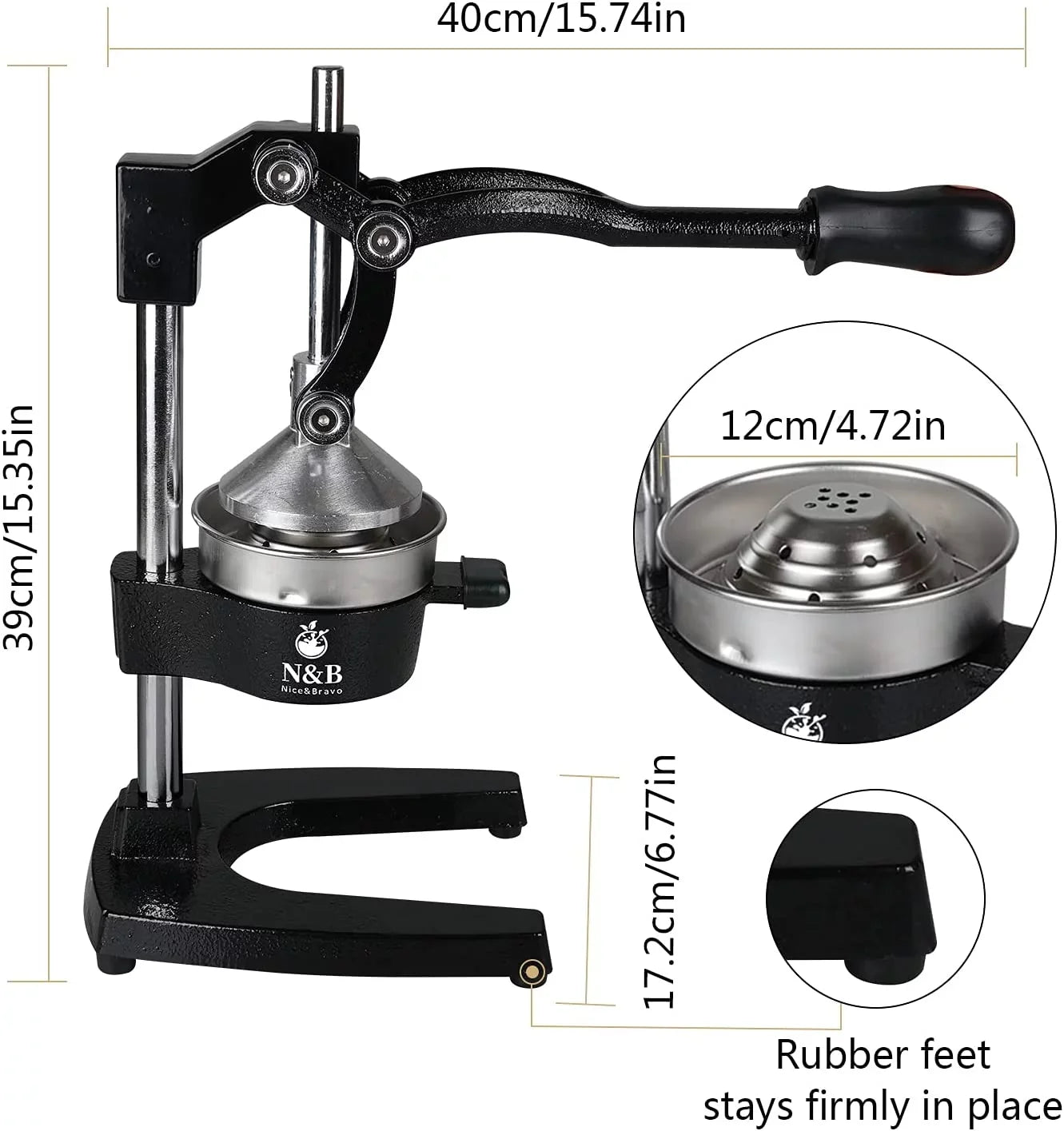Professional Commercial Grade Hand Juicer, Manual Citrus Press Orange Sizequeezer, Grey