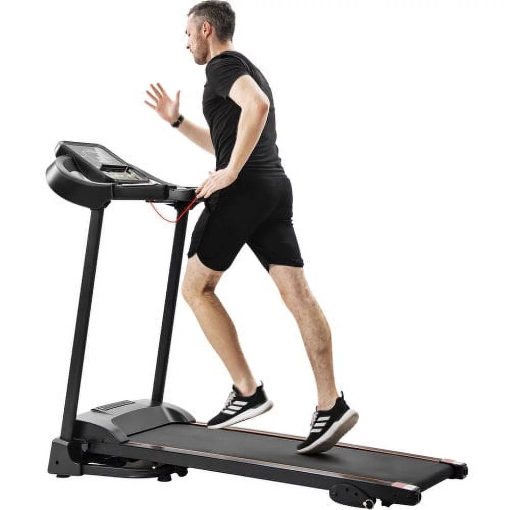 Compact Easy Folding Treadmill Motorized Running Jogging Machine with Audio Sizepeakers and Incline Adjuster Large LCD display