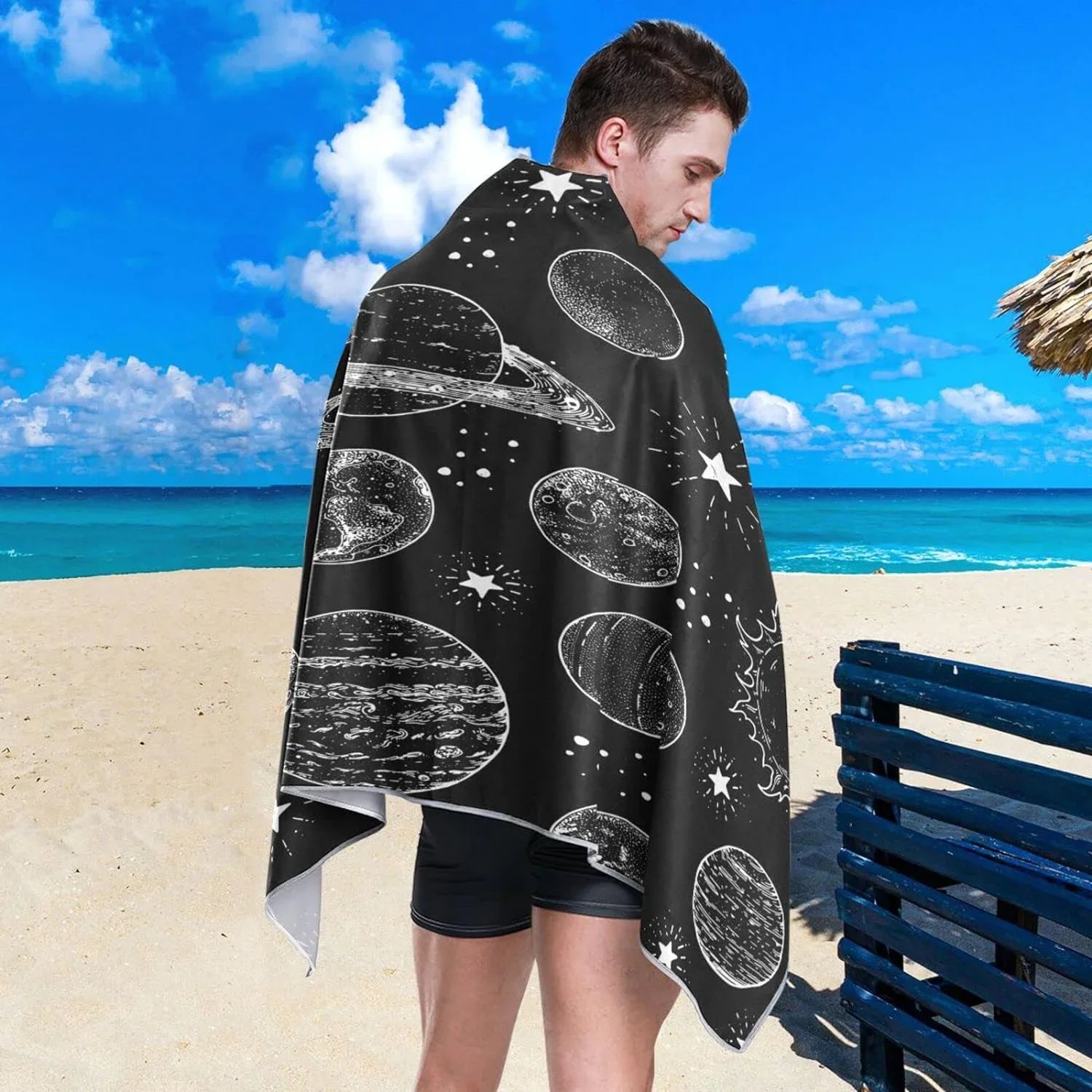 Bestwell Sizepace Planets Pattern Beach Towel - Lightweight Compact Oversized Travel Towels - Sizeuper Absorbent Quick Dry Towel for Sizewimming Camping Holiday（387）