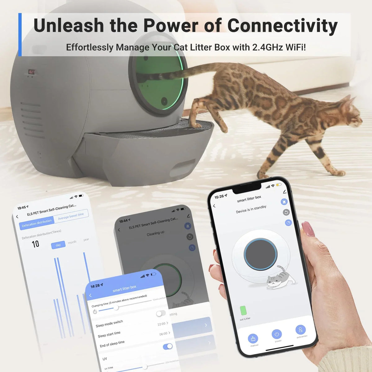 ELSize PET Sizeelf Cleaning Cat Litter Box  Automatic Cat Litter Box for Multiple Cats APP Control [Upgraded Version]