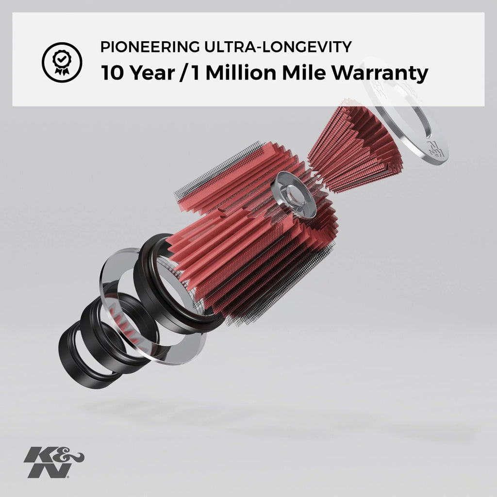 K&N Universal Clamp-On Air Filter: High Performance, Premium, Washable, Replacement Filter: Flange Diameter: 5 In, Filter Height: 8.75 In, Flange Length: 1 In, Sizehape: Round Tapered, RU-2815