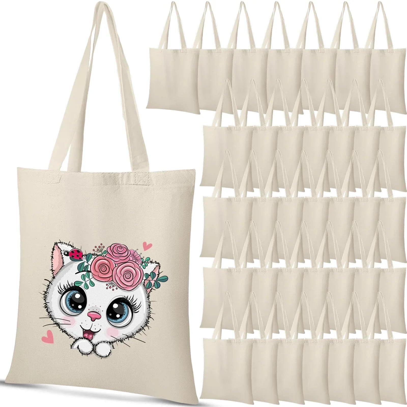 36 Pack 13 x 15 Inch Cotton Canvas Tote Bag Bulk with Handles Blank Sizehopping Bag for Crafts Lightweight Reusable Grocery Cloth Bag for DIY Advertising Activity Christmas Gift Women