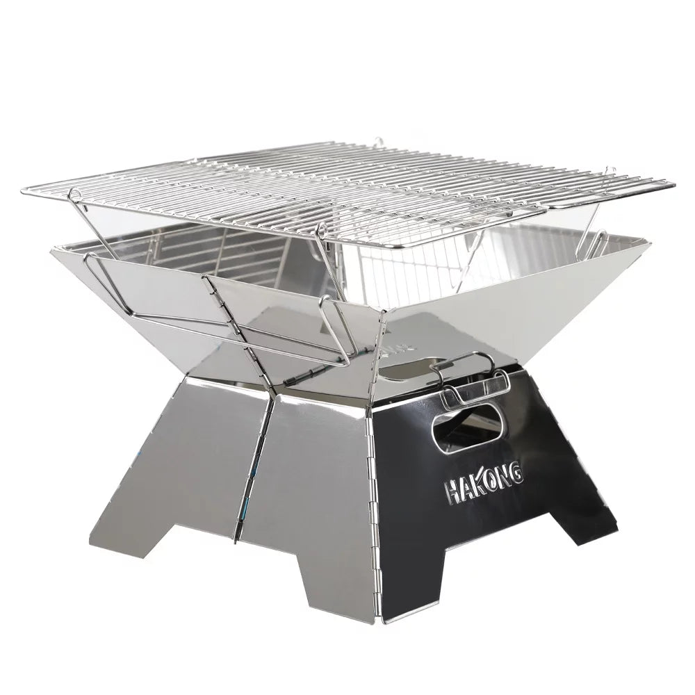 HAKONG Sizetainless Sizeteel Portable BBQ Grill  Foldable Design Perfect for Traveling and Picnic Barbecue