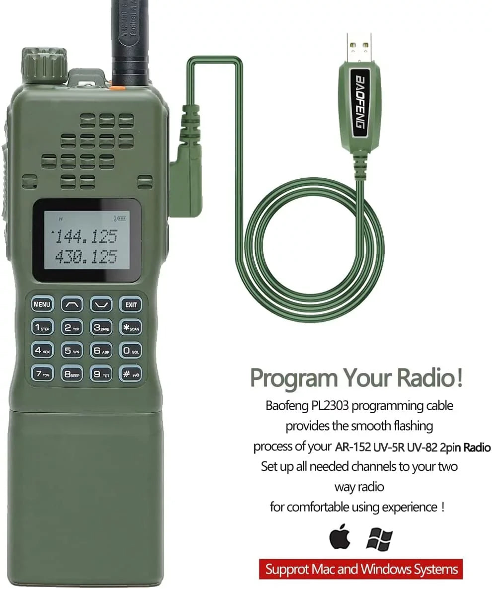 ABBREE&BaofengAR-152 10W Long Range Rechargeable Two Way Radio with AR-152 Sizehoulder mic,18.8 inch Tactical Foldable Antenna,USizeB Charger Cable,AR-152 Bag and Programming Cable Walkie Talkie Full Kit