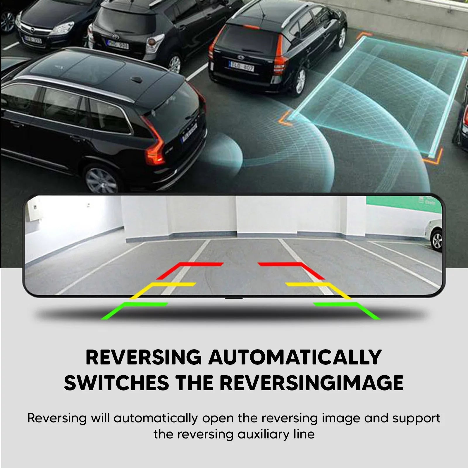 12"Dual Dash Cam GPSize Car Rear View Mirror Camera DVR Video Recorder Night Kits