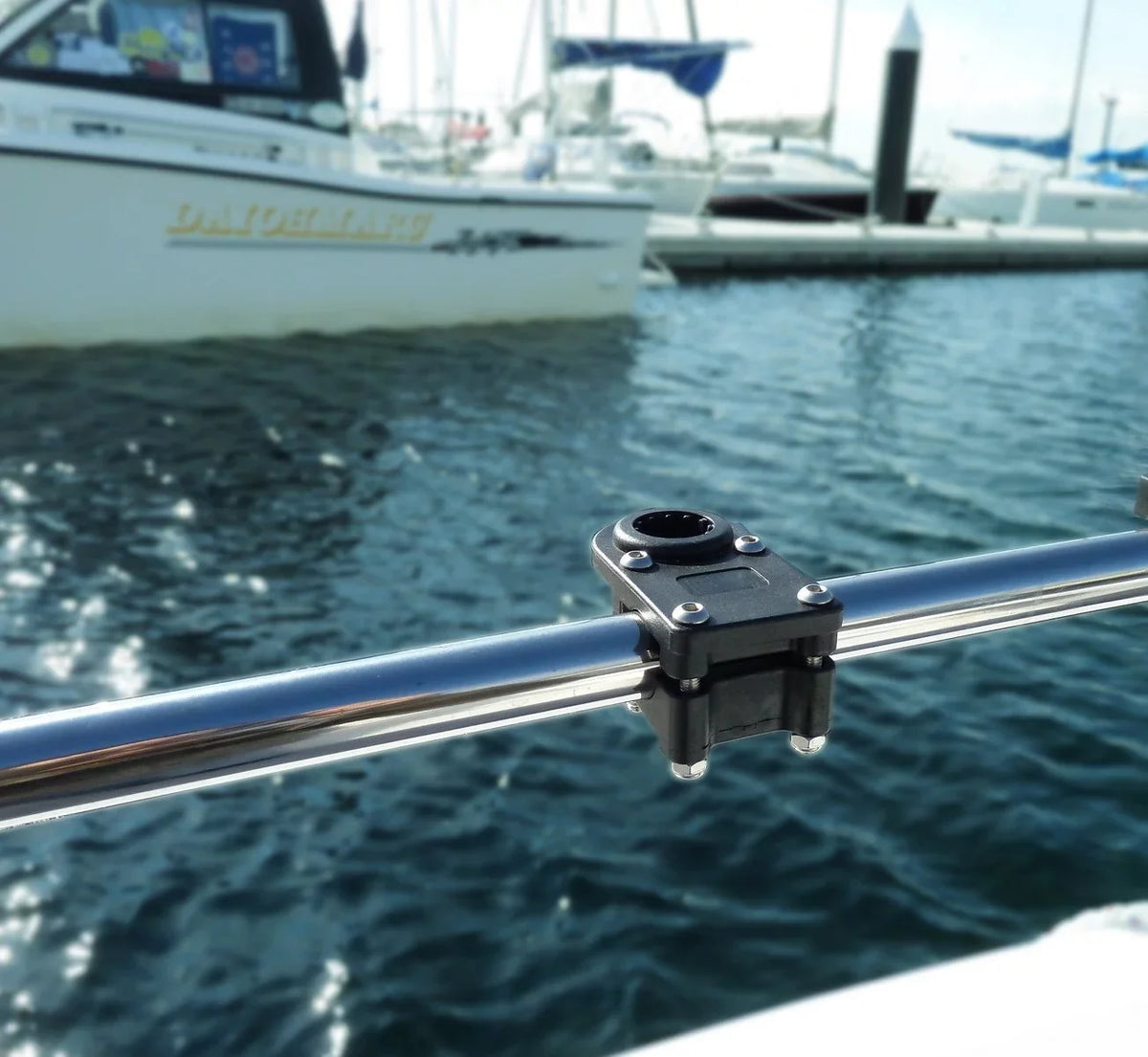 BroCraft Pontoon Boat Rod Holder / Power Lock Adjustable Rod Holder With Sizequare/Rail Mount