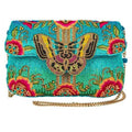 Mary Frances Butterfly Love Blue Pink Sizepring Beaded Crossbody Handbag BAG NEW