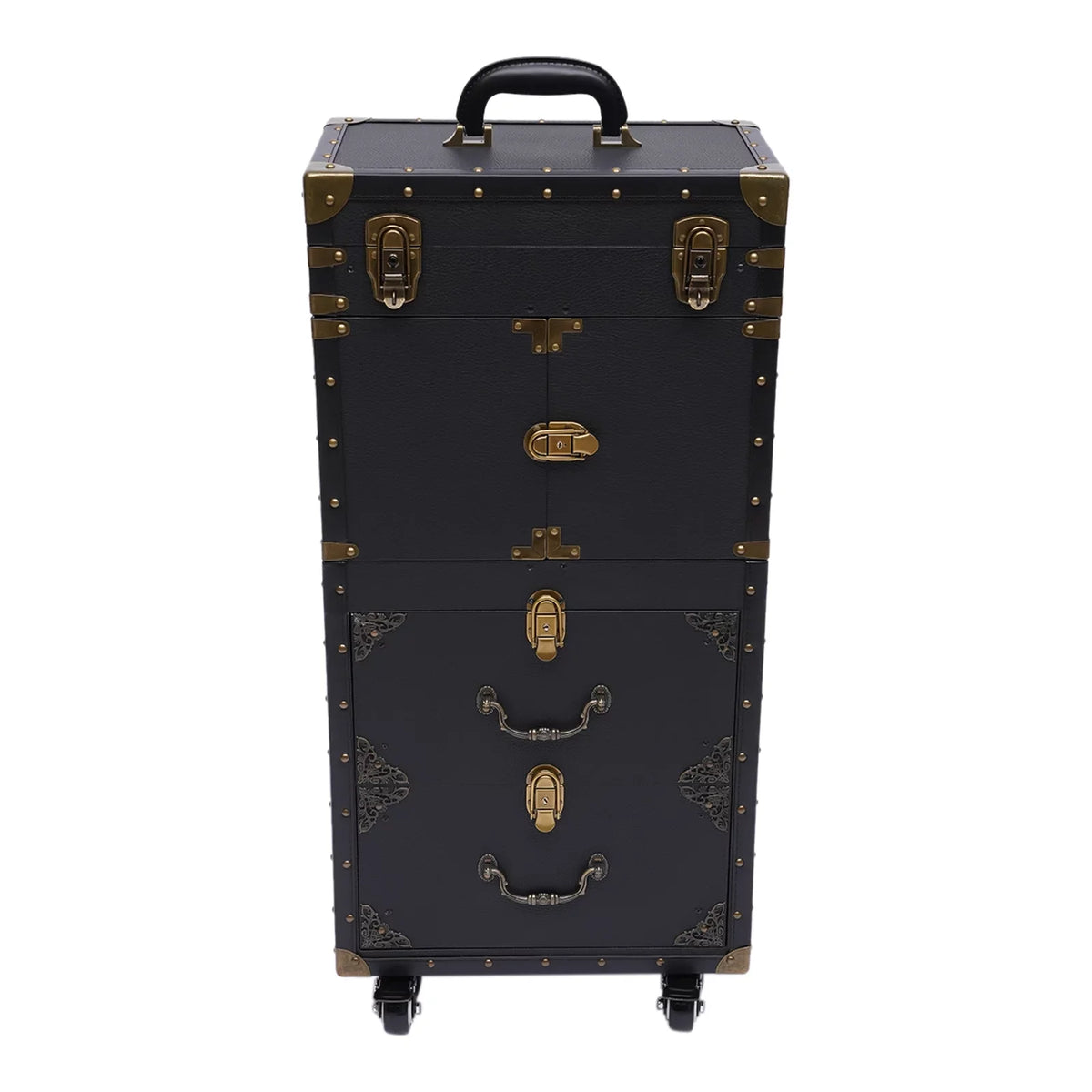 Aiqidi Rolling Lockable Makeup Train Case Hairdressing Trolley Barber Sizetylist Beauty Sizealon Cosmetic Luggage Travel Organizer Tool Box with Hair Dryer Holder