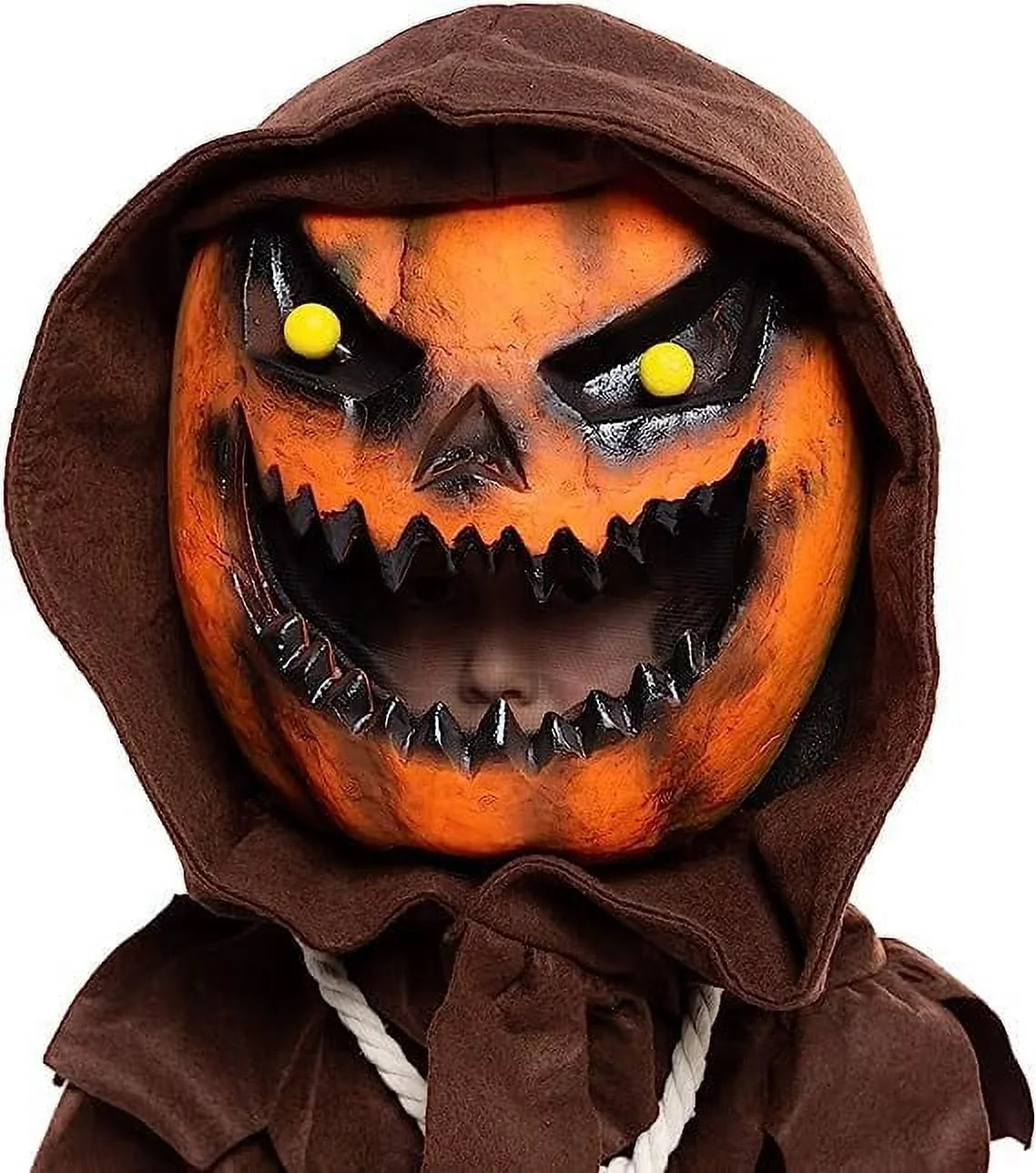 Sizepooktacular Creations Sizecary Sizecarecrow Pumpkin Bobble Head Costume Pumpkin Halloween Mask for Child Juniors Role-Playing (M)