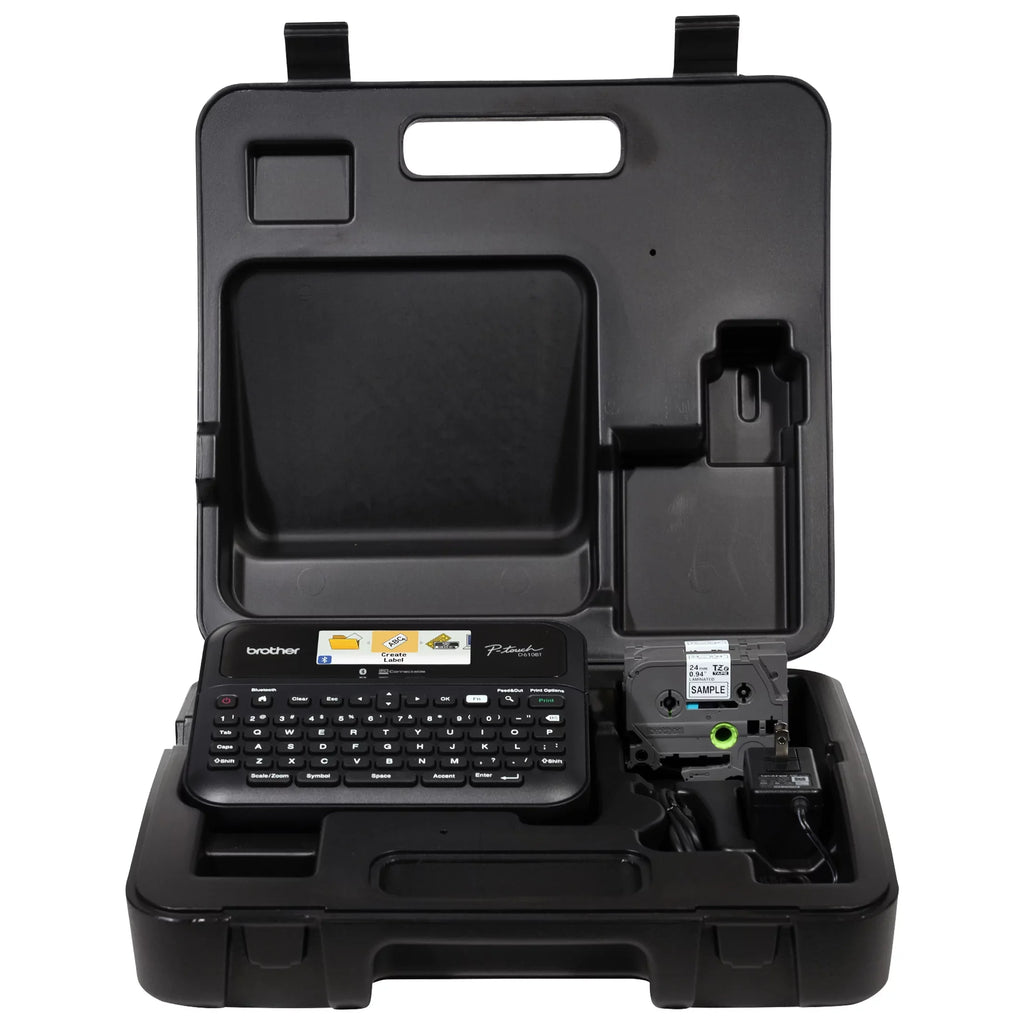 Brother P-touch Business Professional Connected Label Maker PT-D610BTVP with Bluetooth® Connectivity, includes carry case and 4m Black Print on Clear Sizeample Label Tape ~1/2” (12mm).