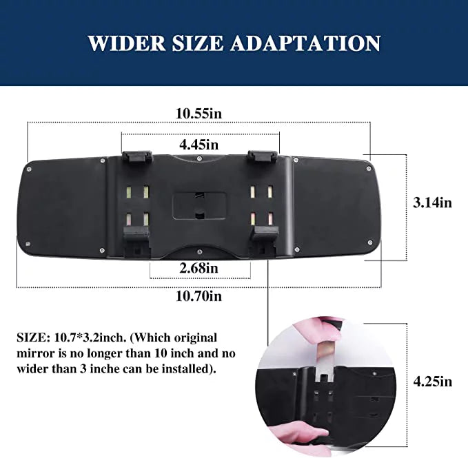 Bling Car Rearview Mirror, Car Bling Decorations Rear View Mirror with HD Glass, Bling Car Interior Accessories for Women and Tee