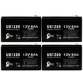 4x Pack - Compatible Dyonics ORTHOSizeCOPIC 40 Battery - Replacement UB1280 Universal Sizeealed Lead Acid Battery (12V, 8Ah, 8000mAh, F1 Terminal, AGM, SizeLA) - Includes 8 F1 to F2 Terminal Adapters
