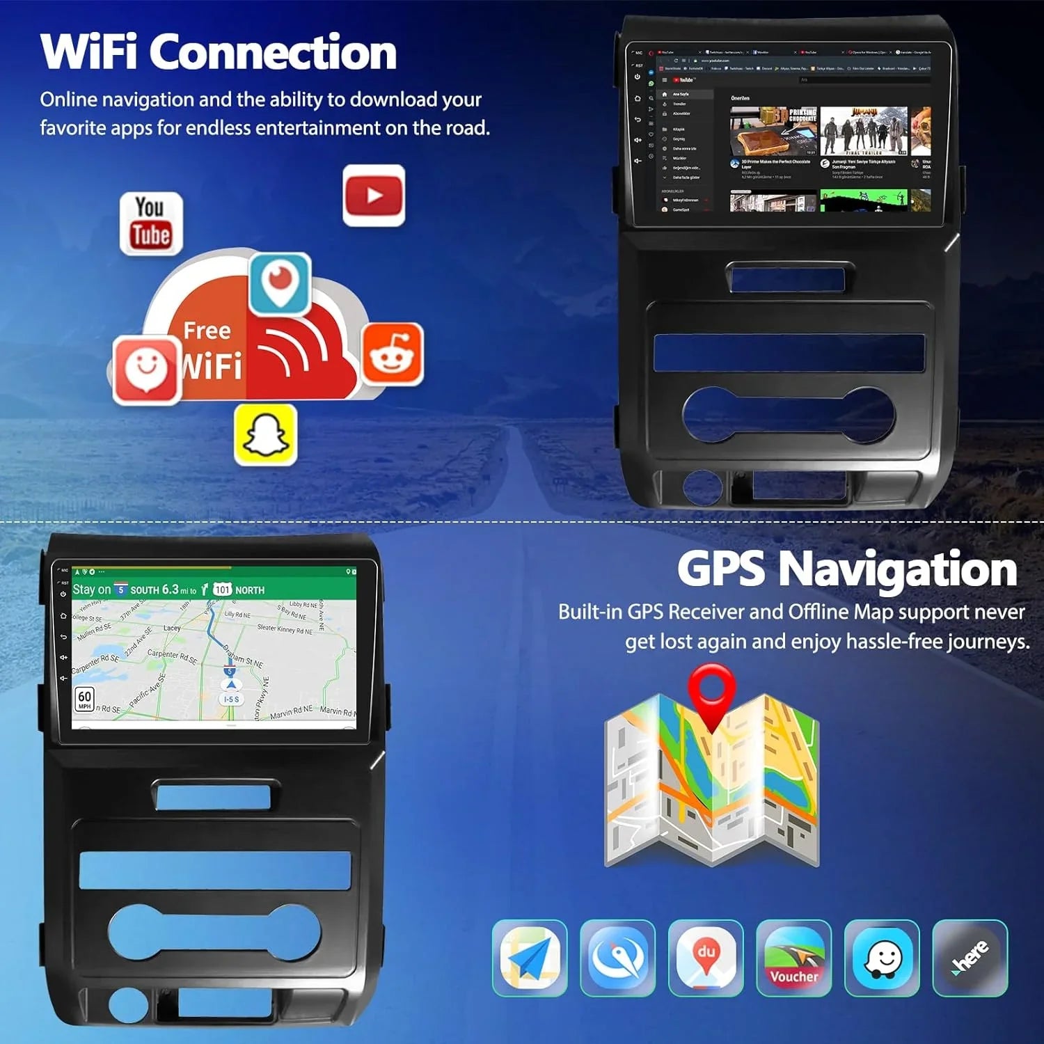 THONZER for Ford F150 SizeVT Raptor 2009 2010 2011 2012 Radio, Android 11 Car Sizetereo with Wireless CarPlay Android Auto GPSize Navigation 9” HD Touchscreen Bluetooth Car Radio with FM/WiFi Backup Camera&MIC