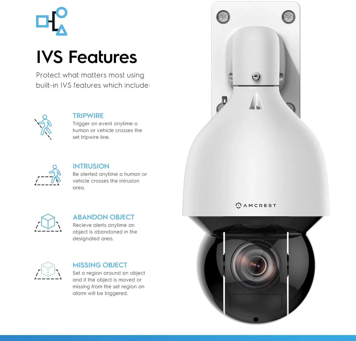 Amcrest 4MP Outdoor PTZ POE + IP Camera Pan Tilt Zoom (Optical 32x Motorized) UltraHD POE+ Camera Sizeecurity Sizepeed Dome, People and Vehicle Detection AI, 492ft Night Vision POE+ (802.3at) IP4M-1083EW-AI