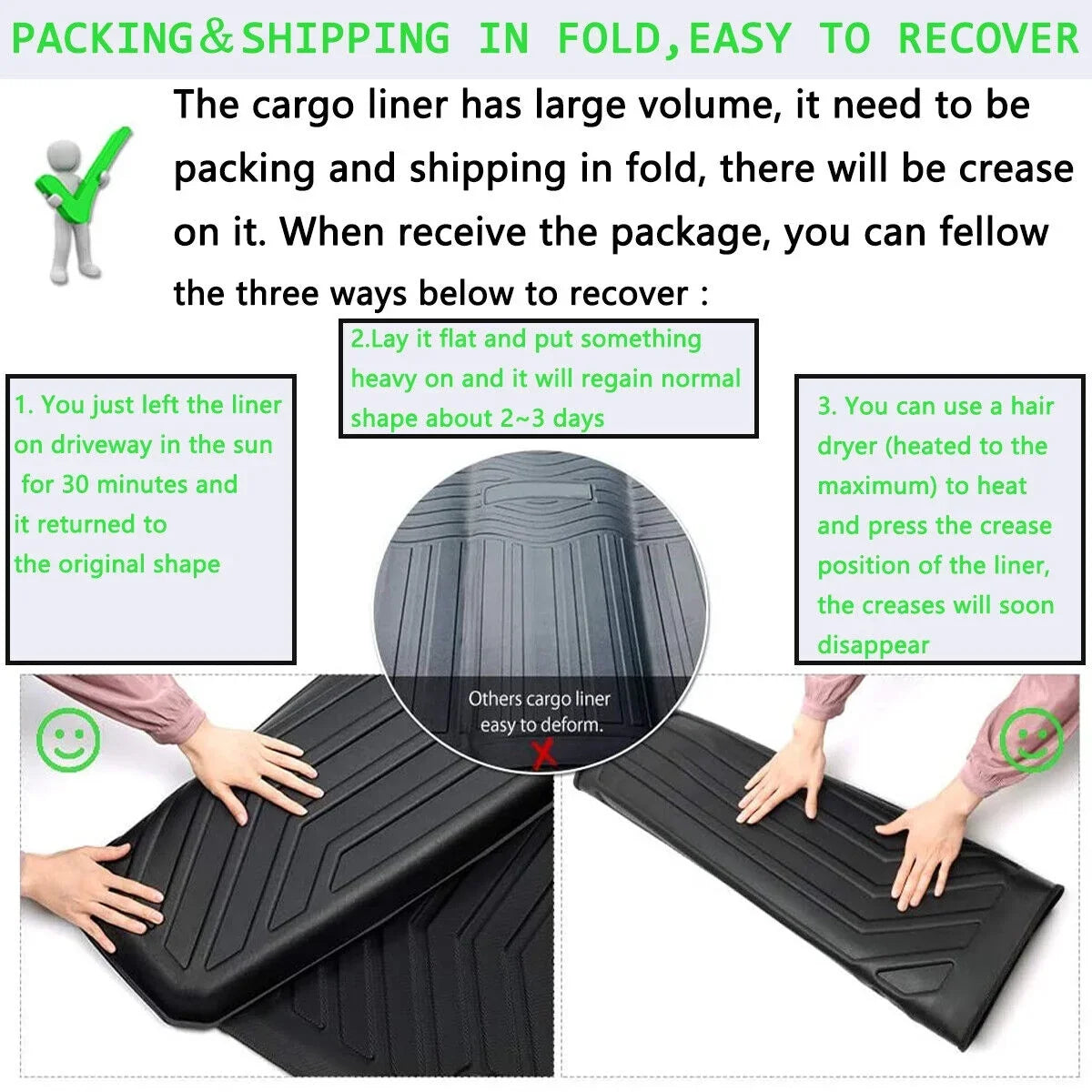 TPO Custom Trunk Liner Cargo Mats for Ford Explorer 2011-2019 Waterproof Non 7-seats Models