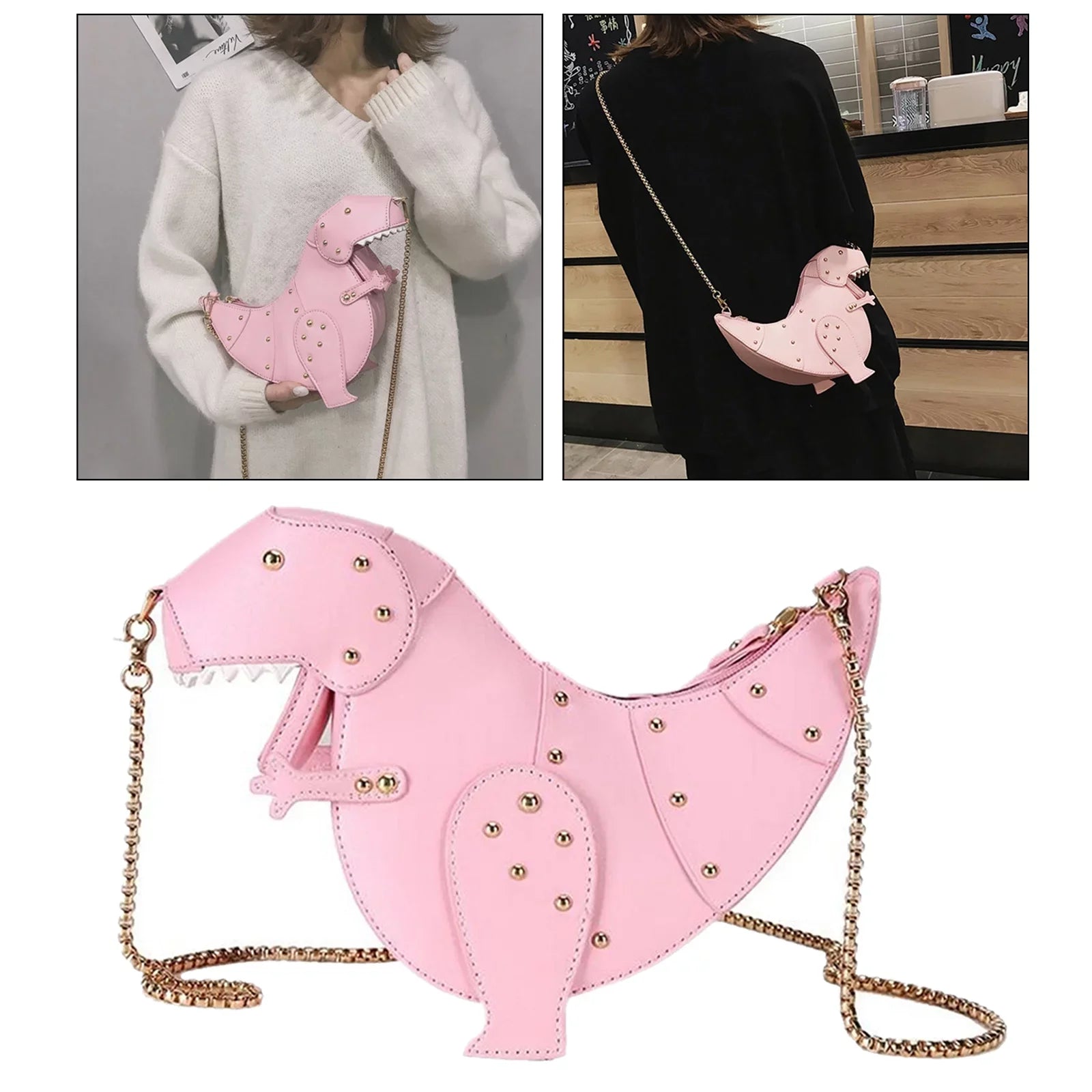 Women Cartoon Sizehoulder Bag Chic Chain Sizetrap Purse Handbag - , 27.5x11x16cm Pink