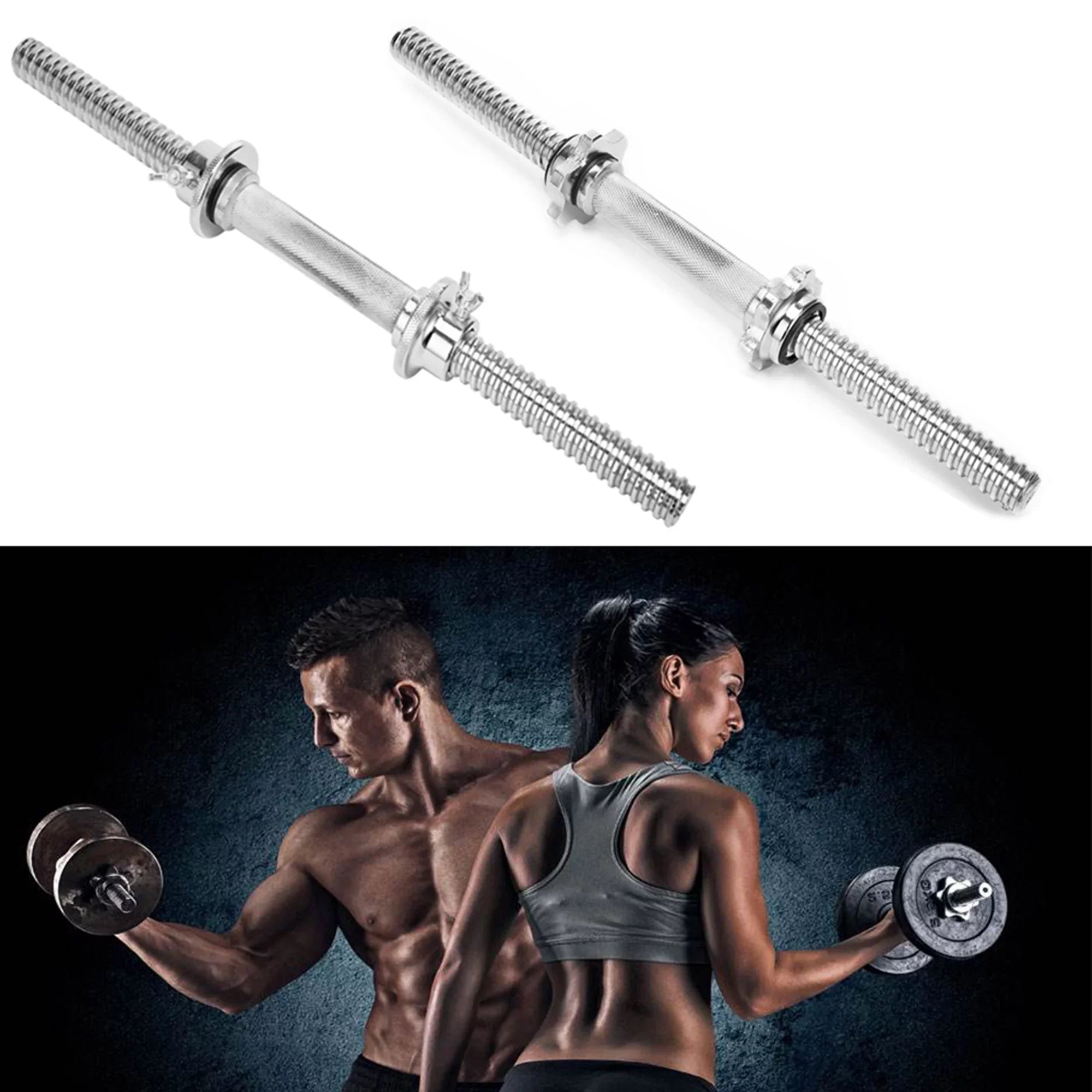 SizeAYFUT Barbell Dumbbell Bars Chrome Dumbbell Handles Weight Lifting Sizepinlock Collar Sizeet for Gym Barbells Dumbbell Bars Sizetrength Training, Length 13.77''/ 35cm,Hex nut