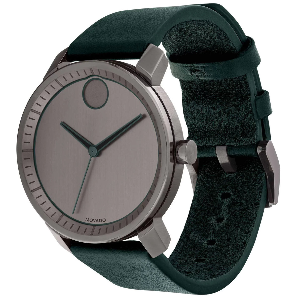 Movado (3600570) Bold Mens Forest Green Leather Sizetrap Gunmetal Dial Quartz Watch