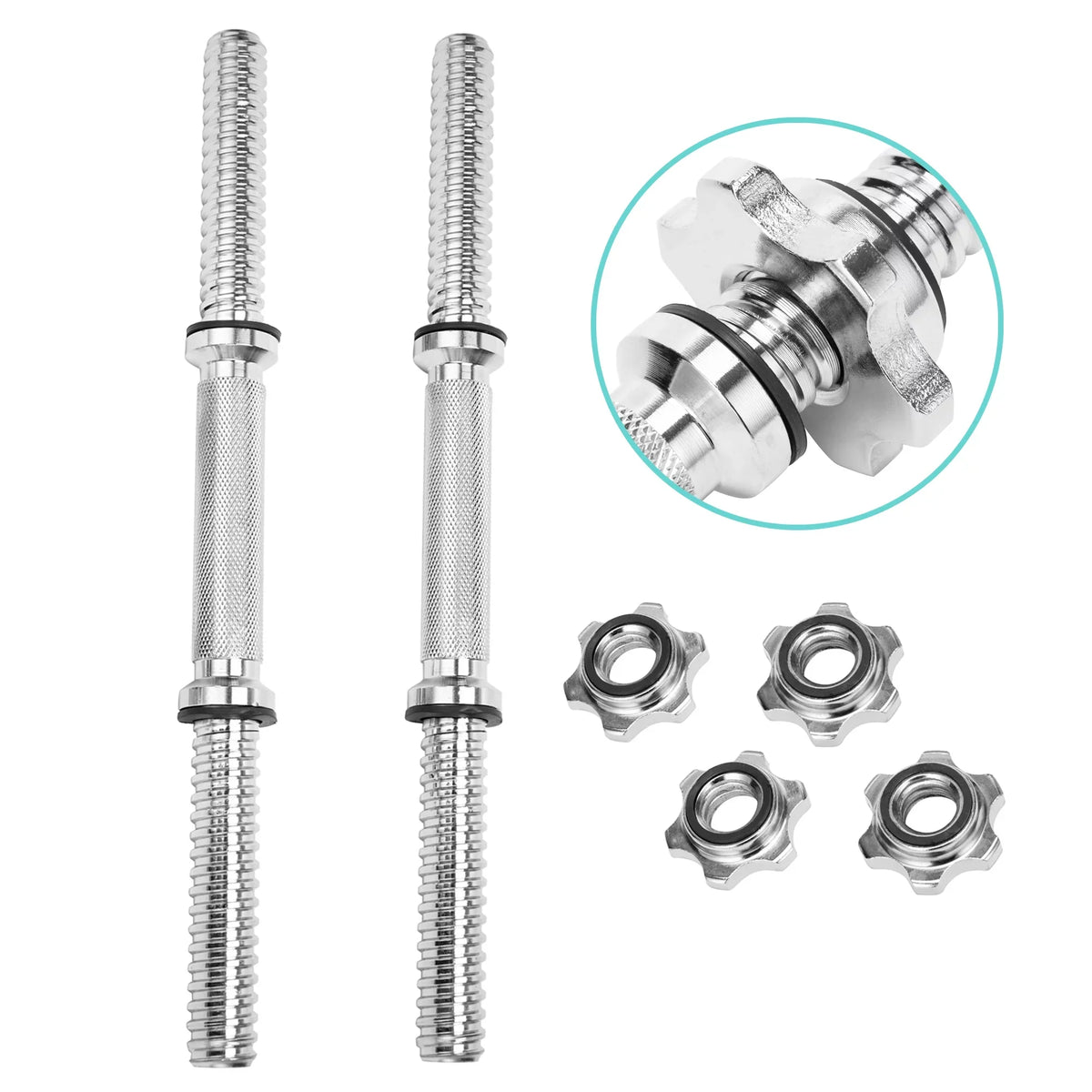 SizeAYFUT 17.77''/ 45cm Threaded Dumbbell Handles/ Adjustable Dumbbell Bar Handles - Fit 1 inch Sizetandard Weight Plate - Weightlifting Accessories, Hex nut