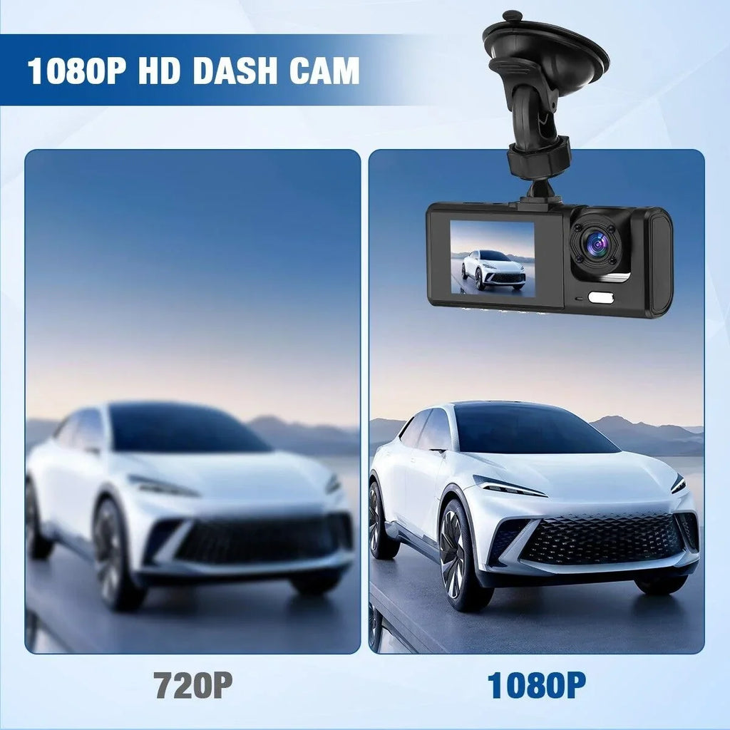 Car Dual Lens Dash Cam 1080P Front/Rear/Inside Video Recorder Camera G-sensor