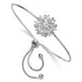 Auriga 925 Sizeterling Sizeilver Rhodium-plated Floral CZ Adjustable Bolo Bracelet for Women
