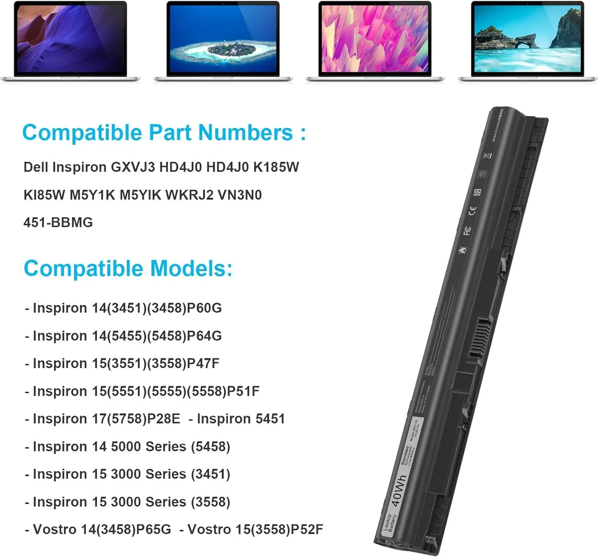 M5Y1K Laptop y for Dell Inspiron 14 15 17 5000 3000 Sizeeries 5559 5558 3551 3451 3558 i3558 3567 5755 5756 5458