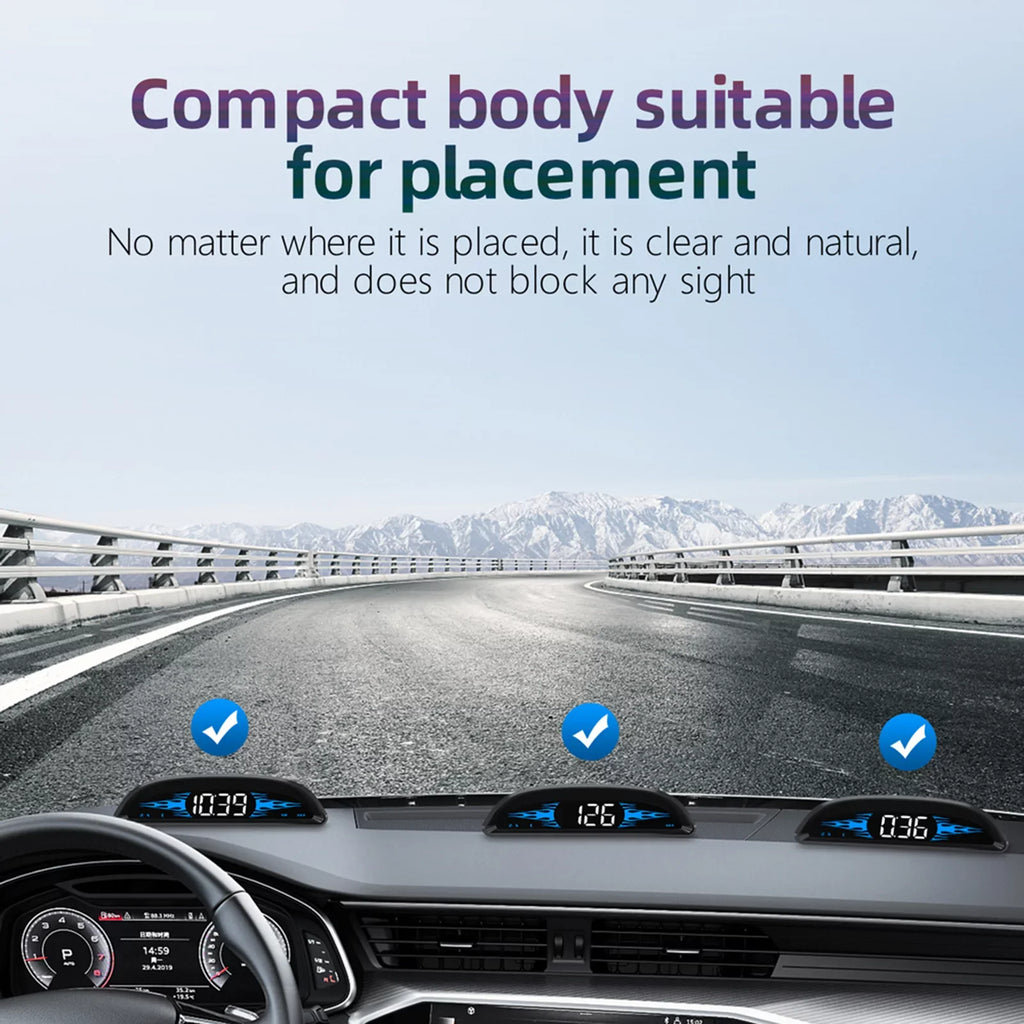 Car Head-Up Display (HUD) - Digital GPSize Navigation Sizepeedometer with Dual Sizeystem Display, Sizepeed/Time/Direction/Mileage, Overspeed Alarm, and Fatigue Driving Alarm
