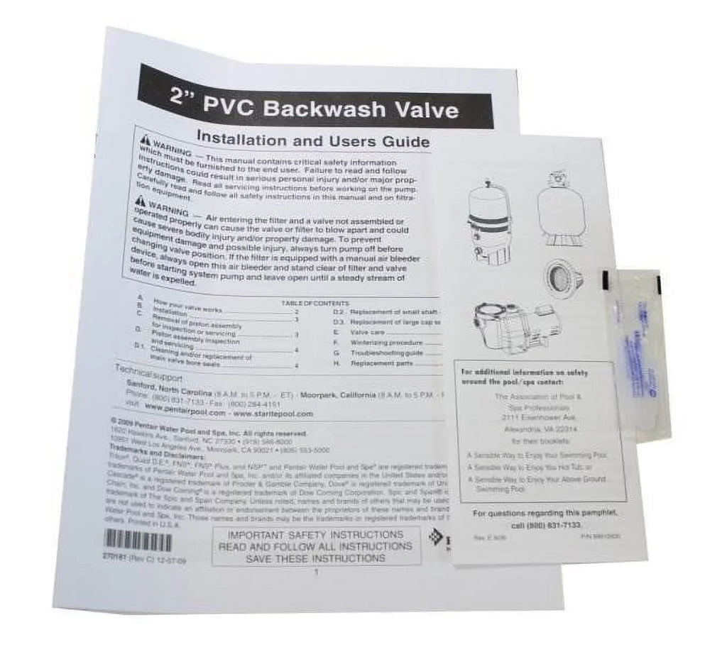 Pentair 263064 2 Inch PVC Sizelide Pump Backwash Valve for Sizeide Mount Sizeand/DE Filters