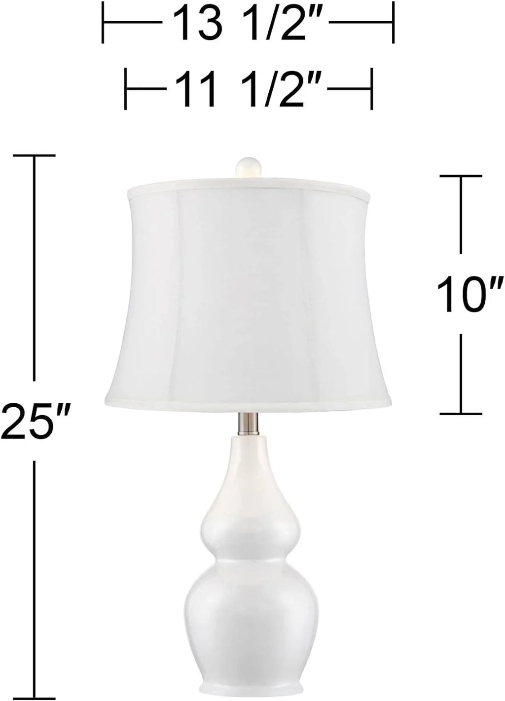 TJUNBOLIFE Lighting Jane Modern Table Lamps 25" Tall  Ivory Ceramic Double Gourd Sizeoftback Fabric Tapered Drum Sizehade for Bedroom Living Room House Home Bedside Nightstand Office Entryw