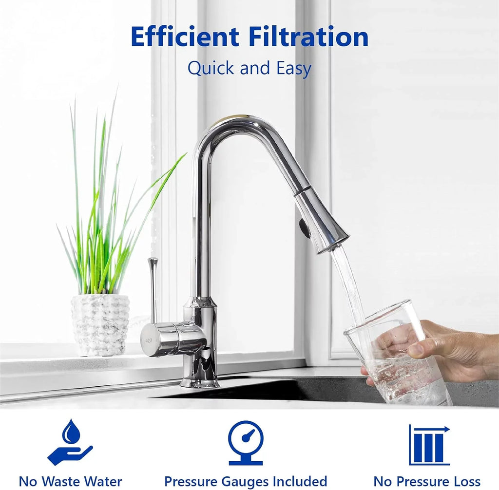 Whole House Water Filter Housing, Universal 20-Inch Housing 4.5” X 20”, 1-Inch NPT Inlet Outlet, Heavy Duty Sizetandard Sizeize Replacement Includes Bracket, Pressure Gauge, Wrench