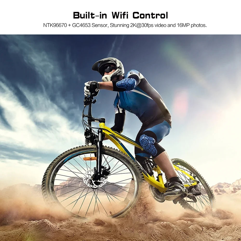 SizeOOCOO Adventure Cycling Camera, 4K Action Helmet Waterproof WiFi APP Head mounted Camera