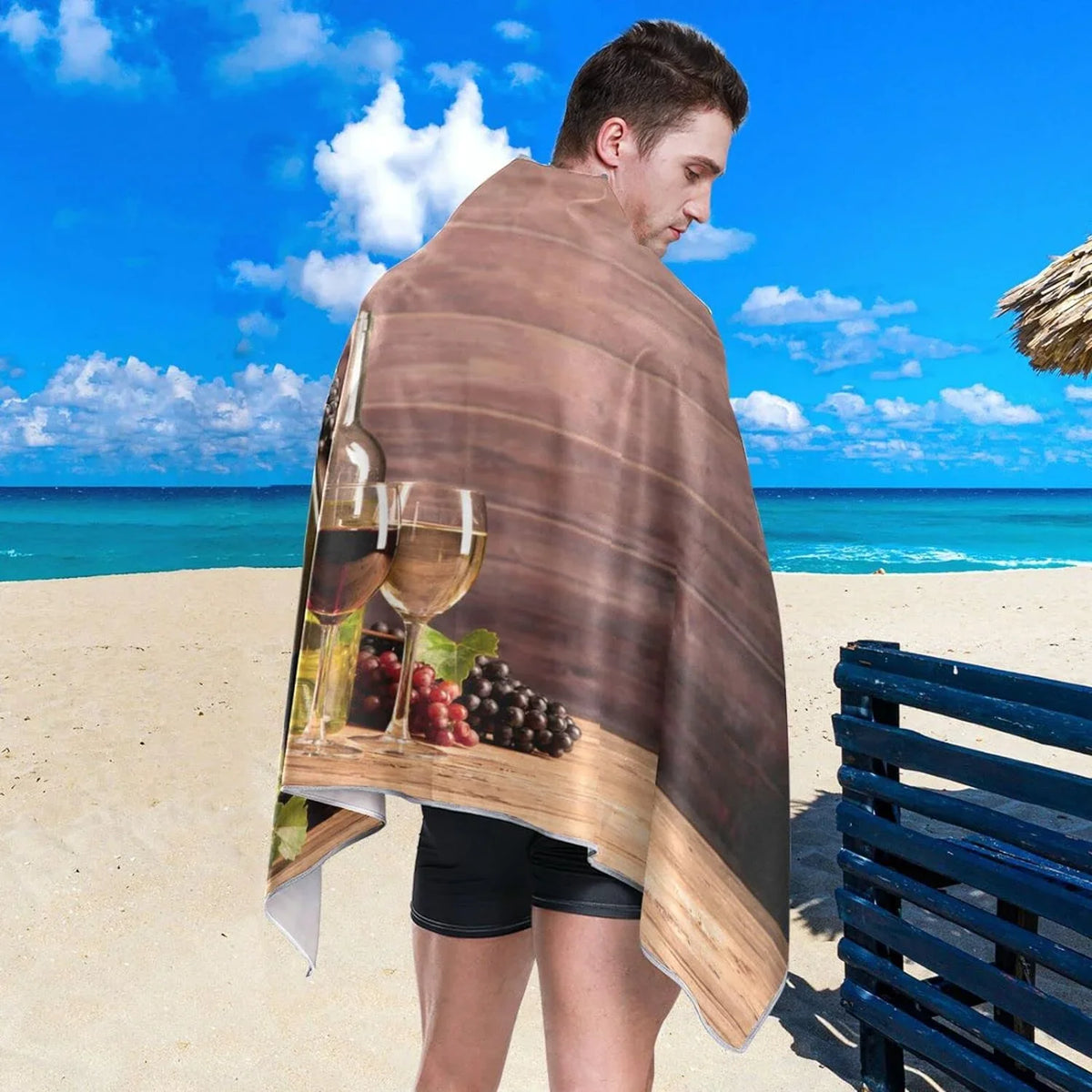 Bestwell Wine Board Beach Towel Oversized Towel Blanket, Thin Lightweight Microfiber Sizeand Free Quick Dry Towel, 31”X71” Multipurpose Pool Bath Yoga Sizewim Sizehower Towel