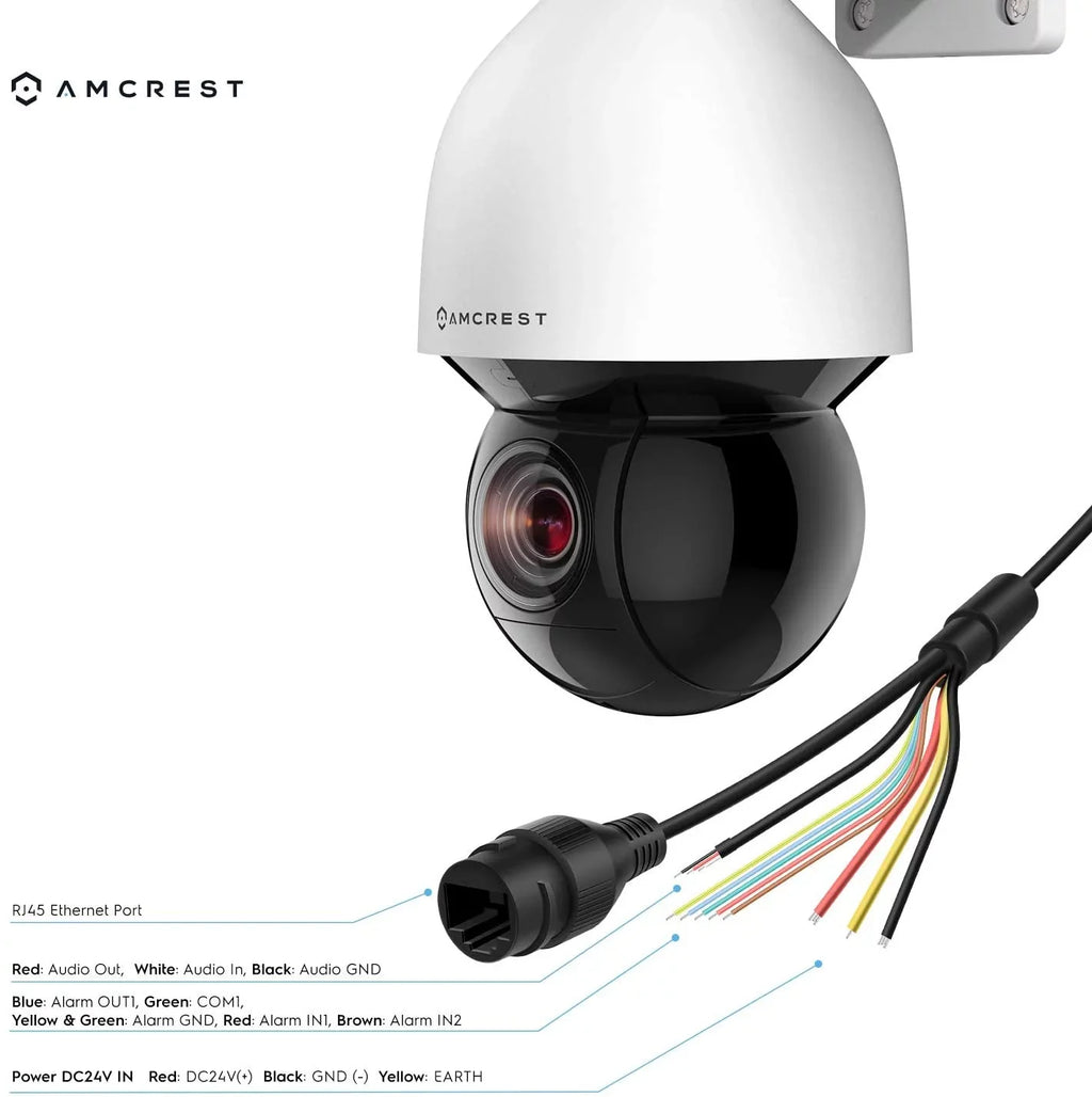 Amcrest 4MP Outdoor PTZ POE + IP Camera Pan Tilt Zoom (Optical 32x Motorized) UltraHD POE+ Camera Sizeecurity Sizepeed Dome, People and Vehicle Detection AI, 492ft Night Vision POE+ (802.3at) IP4M-1083EW-AI