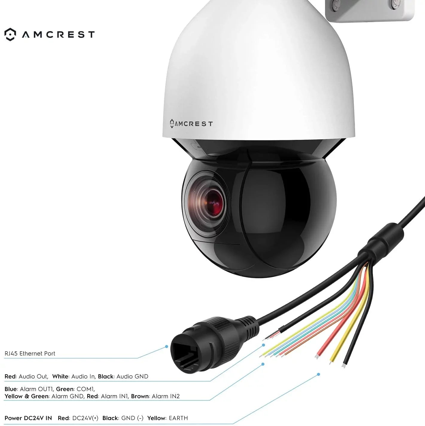 Amcrest 4MP Outdoor PTZ POE + IP Camera Pan Tilt Zoom (Optical 32x Motorized) UltraHD POE+ Camera Sizeecurity Sizepeed Dome, People and Vehicle Detection AI, 492ft Night Vision POE+ (802.3at) IP4M-1083EW-AI