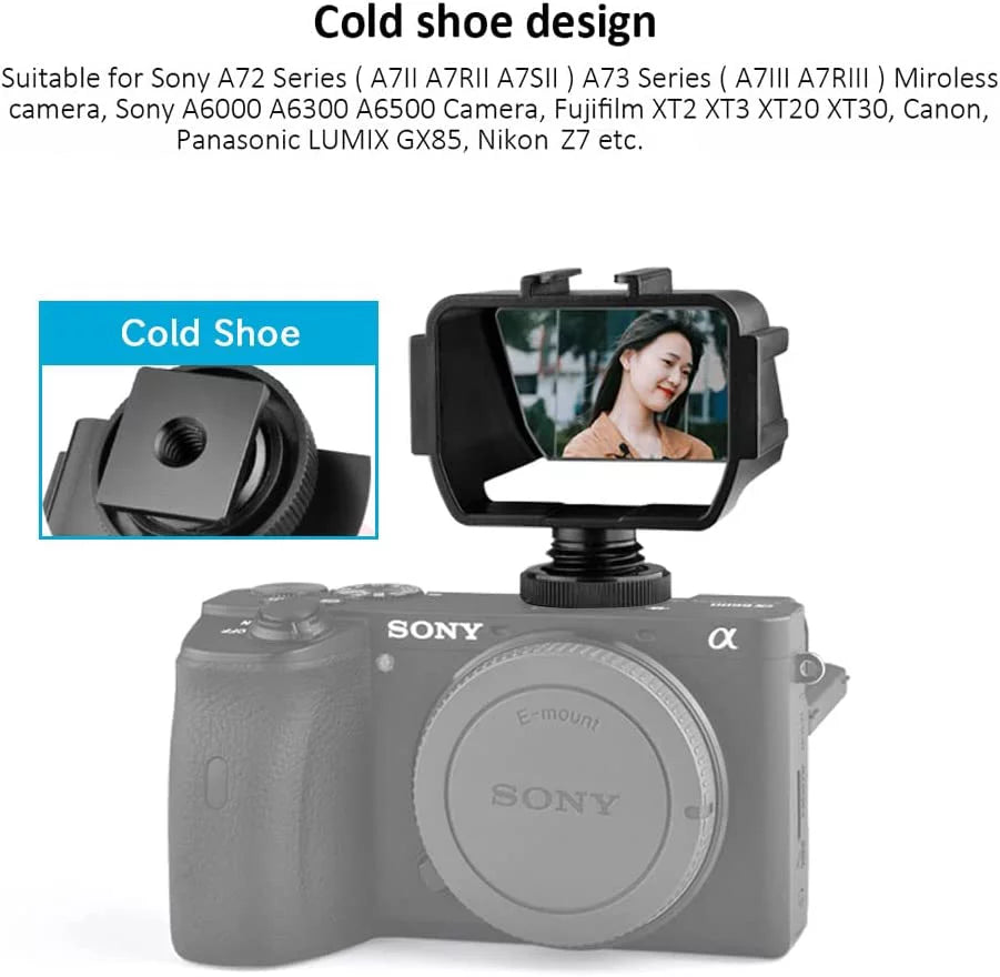 Camera Vlog Sizeelfie Flip Sizecreen, Cold Sizehoe Mic Light Mount Adapter for Sizeony A7RIV A7RIII A7RII A7III A7II A6000 A6300